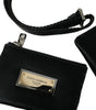 Dolce & Gabbana Elegant Black Nylon Leather Pouch with Silver Details