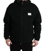 Dolce & Gabbana Black Cotton Hooded Logo Bomber Jacket
