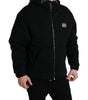 Dolce & Gabbana Black Cotton Hooded Logo Bomber Jacket