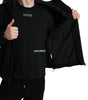 Dolce & Gabbana Black Cotton Hooded Logo Bomber Jacket