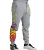 Dolce & Gabbana Gray Cotton Graffiti Sweatpants Jogger Pants