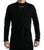 Robe élégante en cachemire noir Dolce & Gabbana avec ceinture à la taille