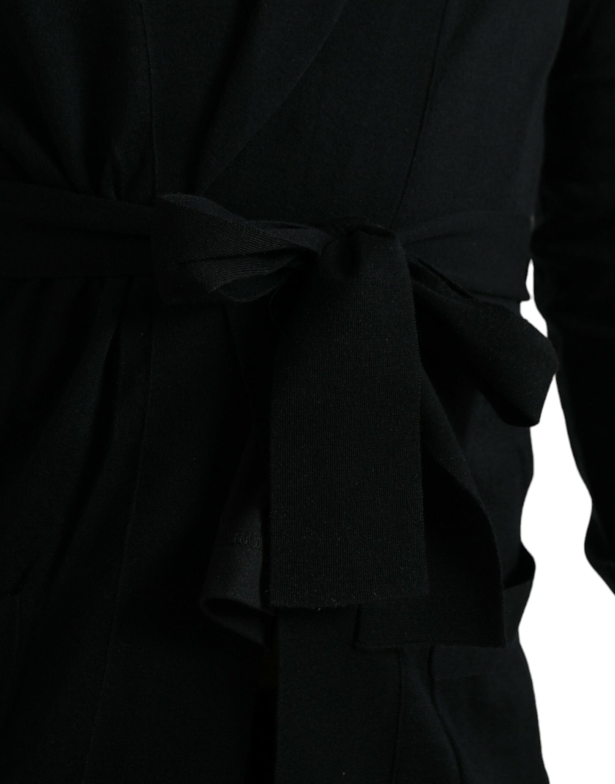 Robe élégante en cachemire noir Dolce & Gabbana avec ceinture à la taille