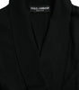 Robe élégante en cachemire noir Dolce & Gabbana avec ceinture à la taille