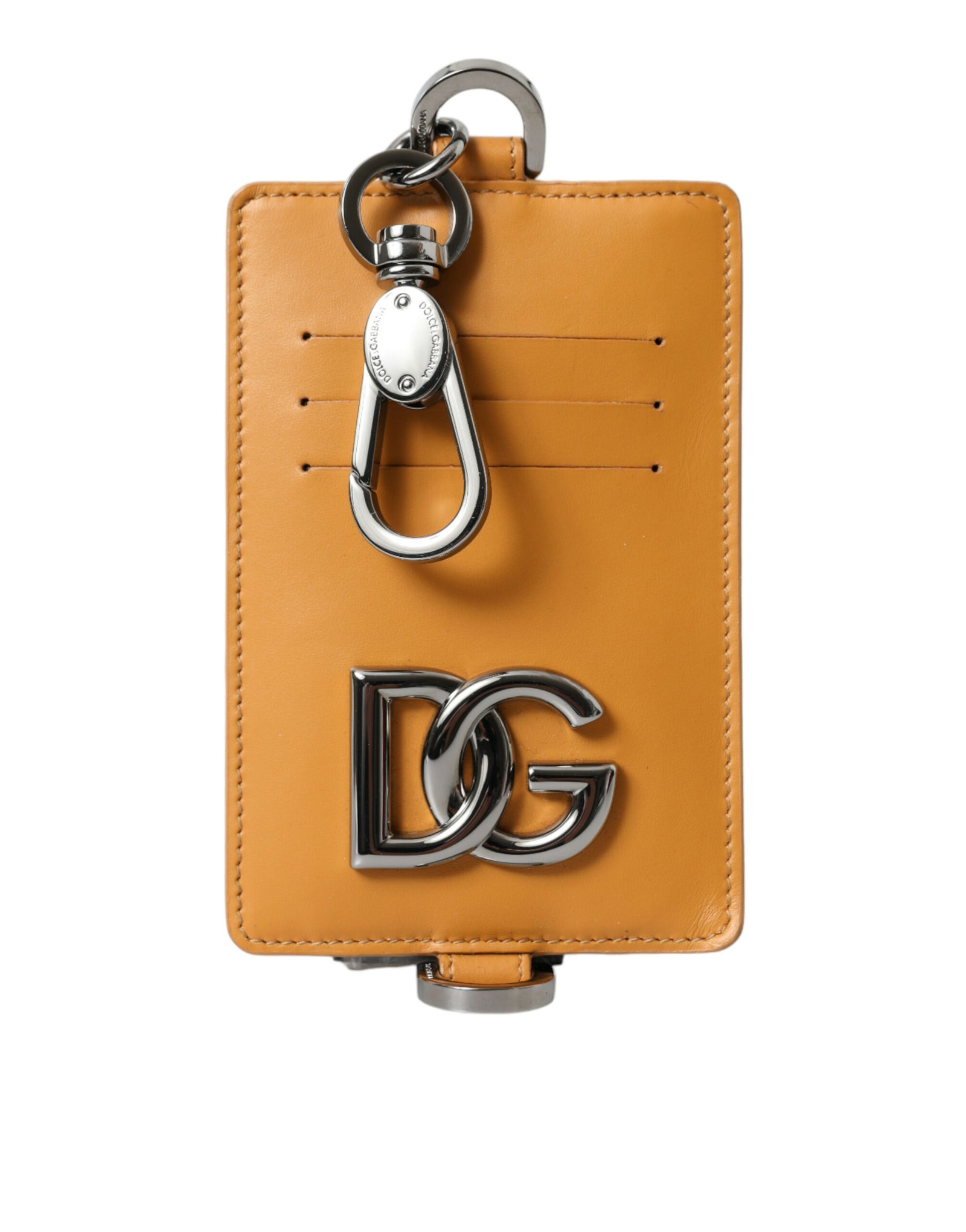 Porte-cartes élégant en cuir de veau orange Dolce & Gabbana