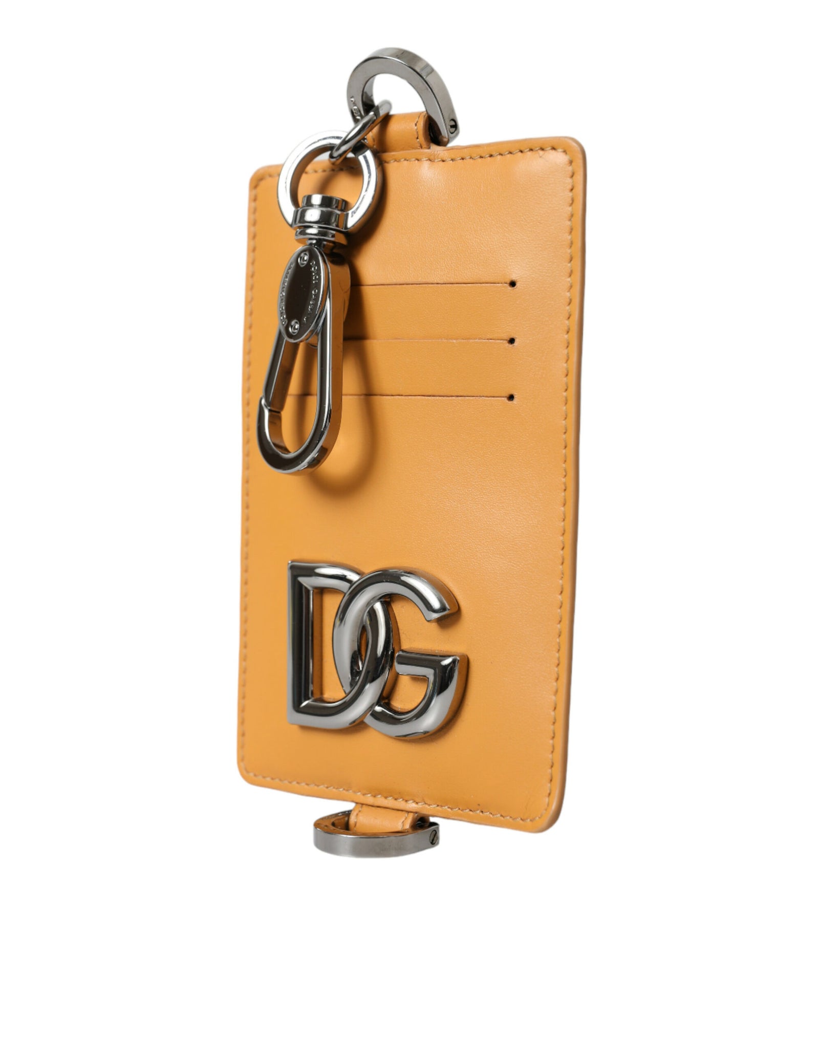 Porte-cartes élégant en cuir de veau orange Dolce & Gabbana