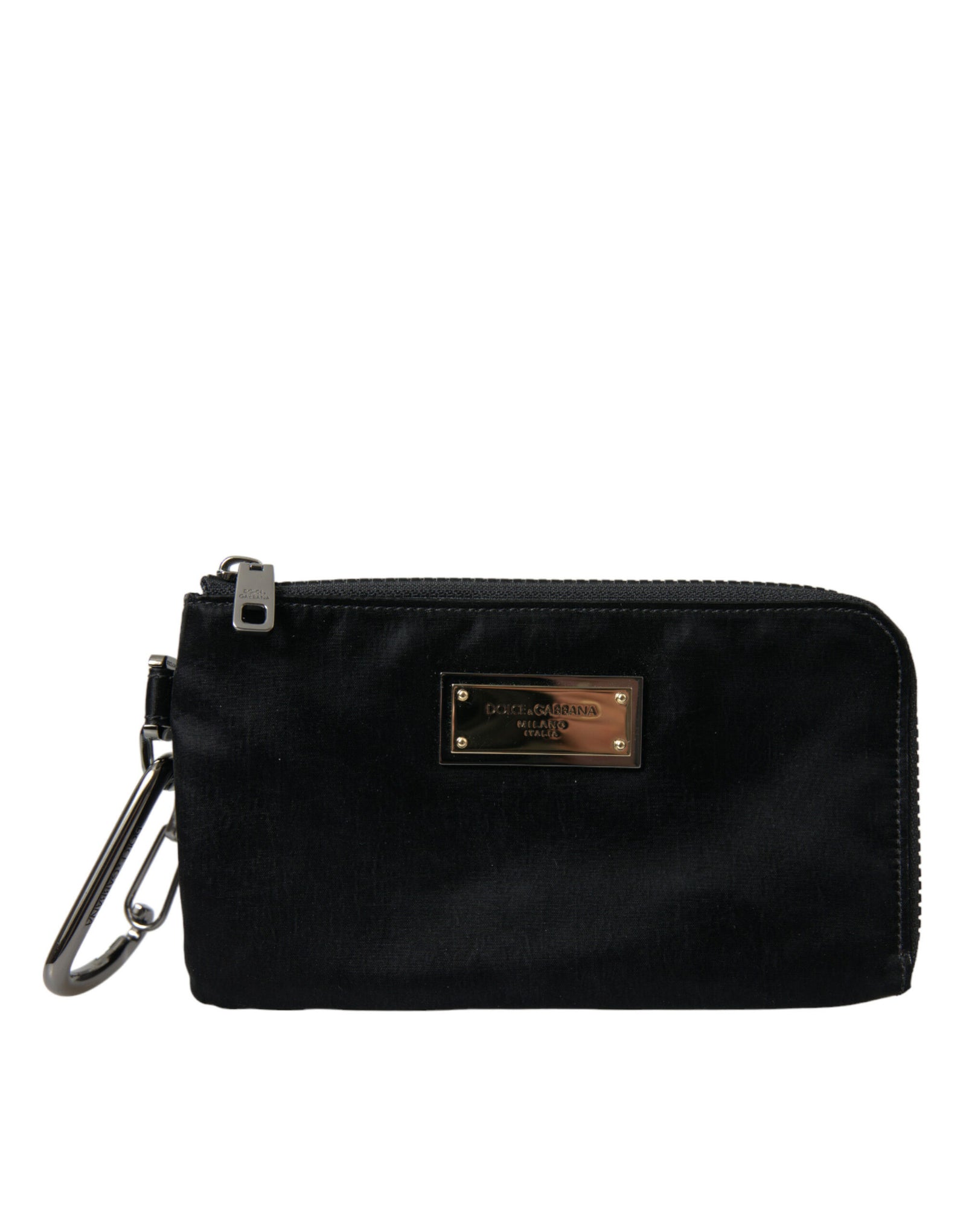 Pochette élégante en nylon et cuir Dolce &amp; Gabbana, noire