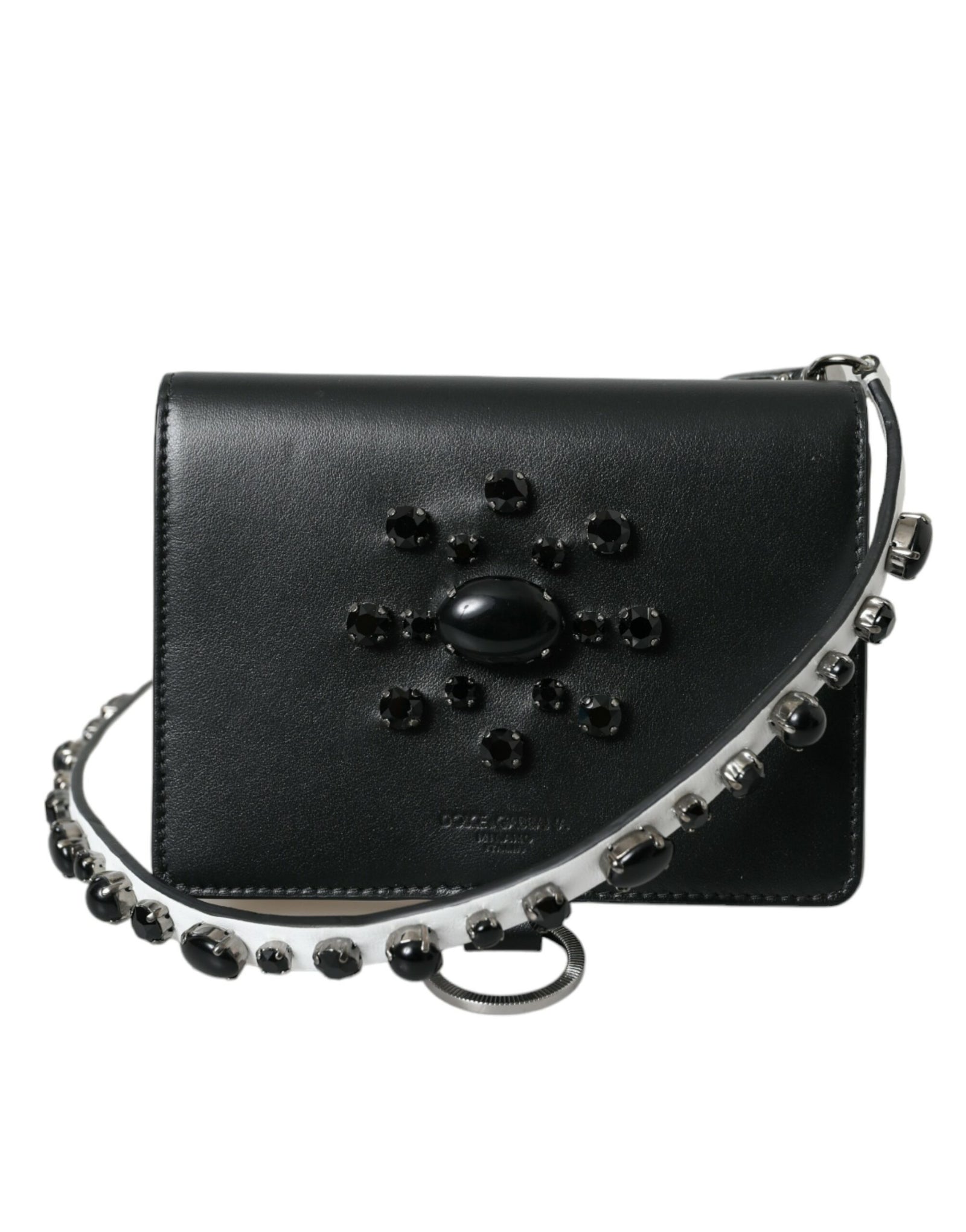 Porte-cartes élégant en cuir orné de cristaux Dolce & Gabbana