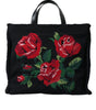 Sac fourre-tout noir brodé à fleurs chic Dolce & Gabbana