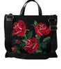 Sac fourre-tout noir brodé à fleurs chic Dolce & Gabbana