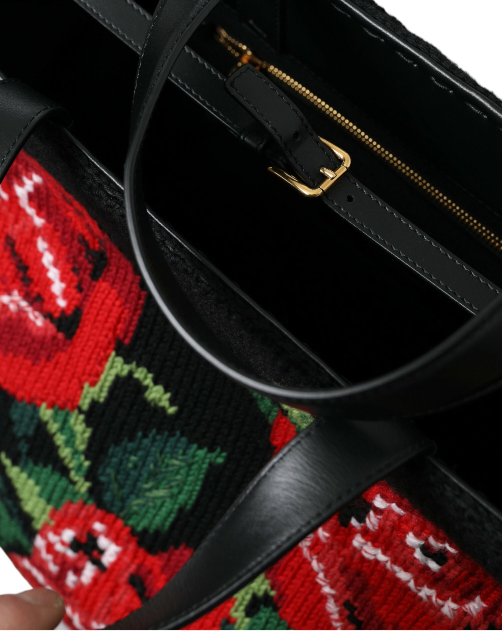 Sac fourre-tout noir brodé à fleurs chic Dolce & Gabbana