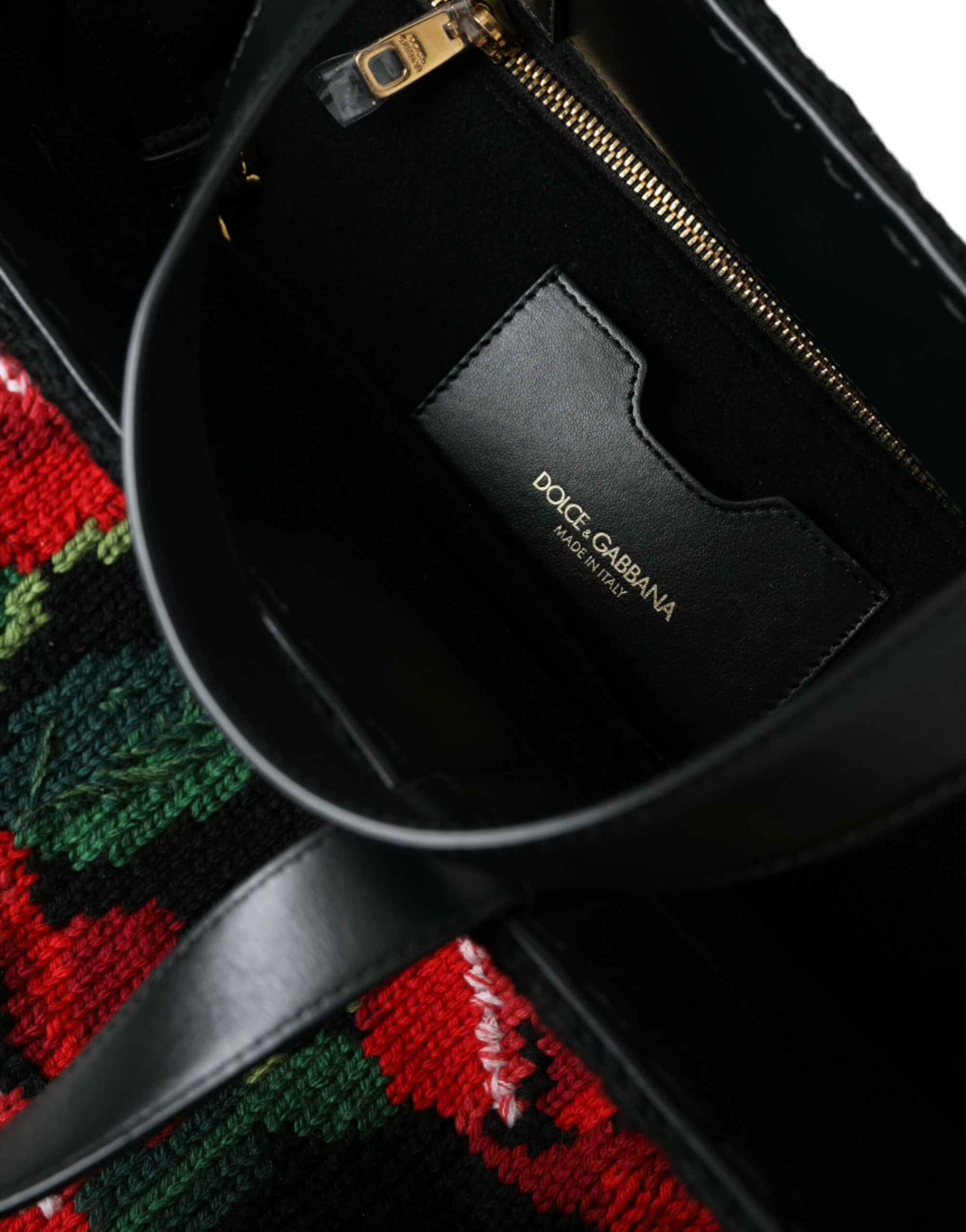 Sac fourre-tout noir brodé à fleurs chic Dolce & Gabbana