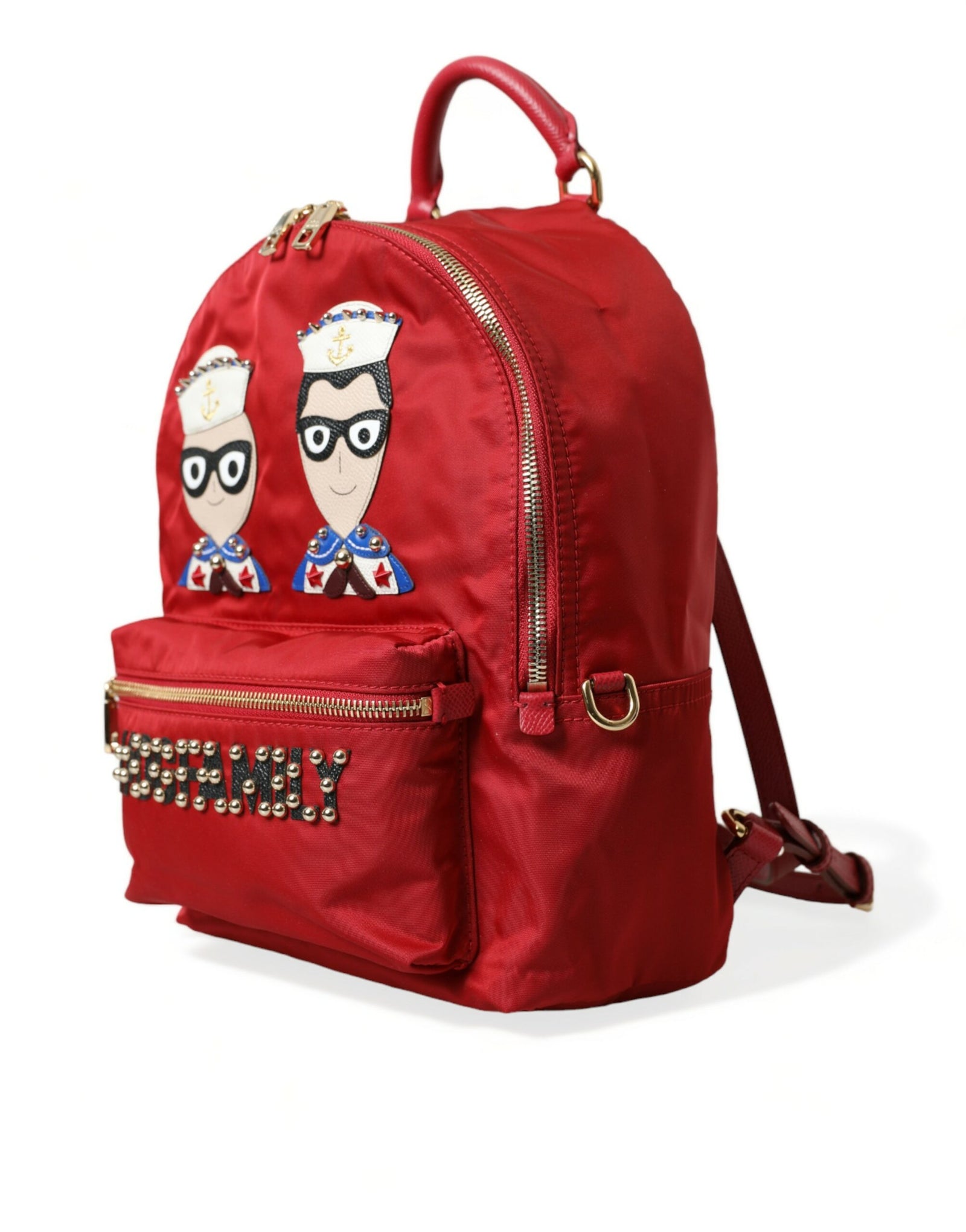 Sac à dos rouge orné de détails dorés Dolce & Gabbana