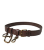 Dolce & Gabbana Brown Calf Leather Gold Metal Buckle Belt