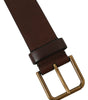 Dolce & Gabbana Brown Calf Leather Gold Metal Buckle Belt