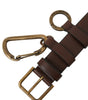 Dolce & Gabbana Brown Calf Leather Gold Metal Buckle Belt