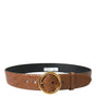 Dolce & Gabbana Brown Exotic Leather Round Buckle Belt