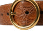 Dolce & Gabbana Brown Exotic Leather Round Buckle Belt