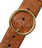 Dolce & Gabbana Brown Exotic Leather Round Buckle Belt