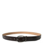 Dolce & Gabbana Dark Brown Leather Silver Metal Buckle Belt