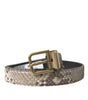 Dolce & Gabbana Brown Python Leather Gold Metal Buckle Belt