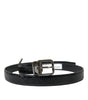 Dolce & Gabbana Black Leather Silver Metal Buckle Belt