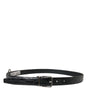 Dolce & Gabbana Black Leather Silver Metal Buckle Belt