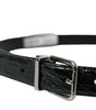 Dolce & Gabbana Black Leather Silver Metal Buckle Belt