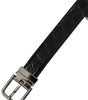 Dolce & Gabbana Black Leather Silver Metal Buckle Belt