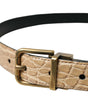 Dolce & Gabbana Beige Exotic Leather Gold Metal Buckle Belt