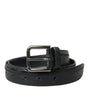 Dolce & Gabbana Black Exotic Leather Silver Metal Buckle Belt