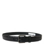 Dolce & Gabbana Black Exotic Leather Silver Metal Buckle Belt