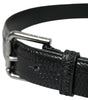 Dolce & Gabbana Black Exotic Leather Silver Metal Buckle Belt