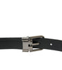 Dolce & Gabbana Black Leather Silver Metal Buckle Belt