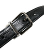 Dolce & Gabbana Black Leather Silver Metal Buckle Belt