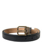 Dolce & Gabbana Black Calf Leather Gold Metal Buckle Belt
