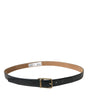 Dolce & Gabbana Black Calf Leather Gold Metal Buckle Belt
