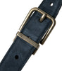Dolce & Gabbana Blue Suede Leather Gold Metal Buckle Belt