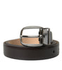 Dolce & Gabbana Dark Brown Leather Silver Metal Buckle Belt