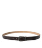 Dolce & Gabbana Dark Brown Leather Silver Metal Buckle Belt