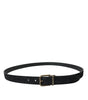 Dolce & Gabbana Black Suede Leather Gold Metal Buckle Belt