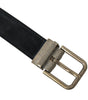 Dolce & Gabbana Black Suede Leather Gold Metal Buckle Belt