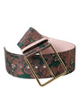 Dolce & Gabbana Multicolor Floral Jacquard Lurex Gold Buckle Belt