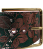 Dolce & Gabbana Multicolor Floral Jacquard Lurex Gold Buckle Belt