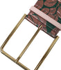 Dolce & Gabbana Multicolor Floral Jacquard Lurex Gold Buckle Belt
