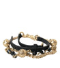 Dolce & Gabbana Black Suede Gold Chain Crystal Waist Belt