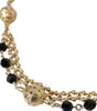 Dolce & Gabbana Black Suede Gold Chain Crystal Waist Belt