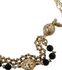 Dolce & Gabbana Black Suede Gold Chain Crystal Waist Belt