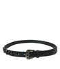 Dolce & Gabbana Black Embellished Leather Engraved Buckle Belt