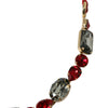 Dolce & Gabbana Red Leather Crystal Chain Waist Belt
